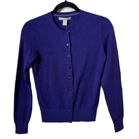 Banana Republic Purple Plum Cardigan Cotton Blend X-Small Petite NWT - Picture 1 of 9